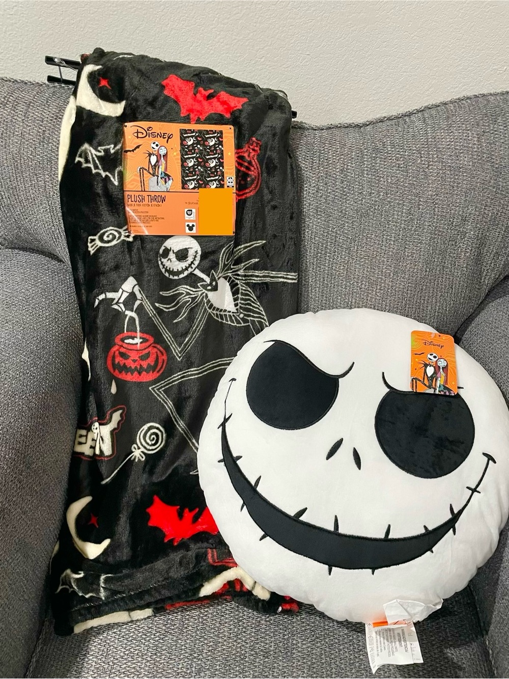 Jack Skellington Nightmare Before Christmas Halloween Blanket and Pillow Bundle
